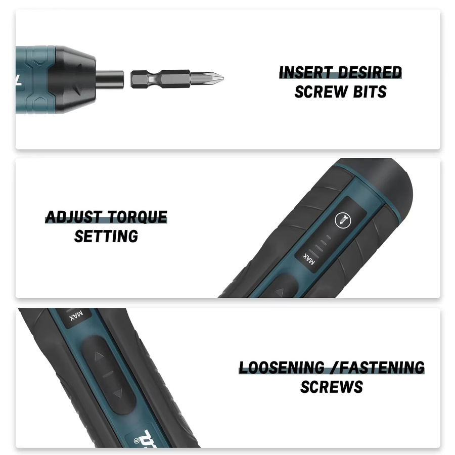 Makita kabelloser elektrischer Schraubendreher in Petrol mit 1300 mAh wiederaufladbarem Akku und 2er-Set - Bild 3