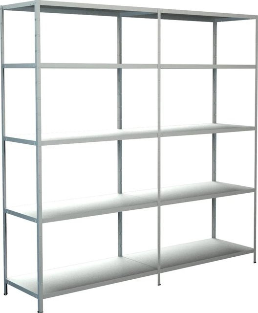 SCHULTE REGALWELT Steckregal-Set mit Anbauregal aus Metall in Weiß, 10 Fachböden, B/T/H: 200 x 50 x 200 cm - Bild 1