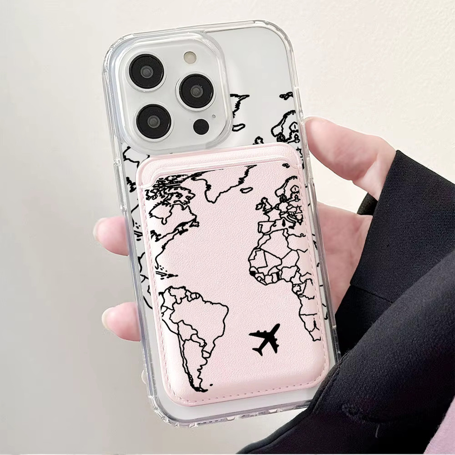 MagSafe Handyhülle mit Kartenhalter im Schwarz-Weißen Flugzeugrouten-Design für iPhone 12 bis iPhone 17 Pro Max Plus - Bild 3