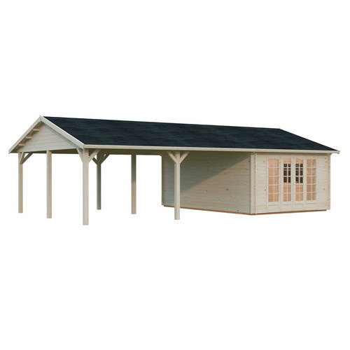 Palmako Gartenhaus Irene aus Fichtenholz in Braun, B/T/H: 1006 x 619 x 316 cm, tauchgrundiert mit Satteldach und Sprossenfenstern - Bild 4