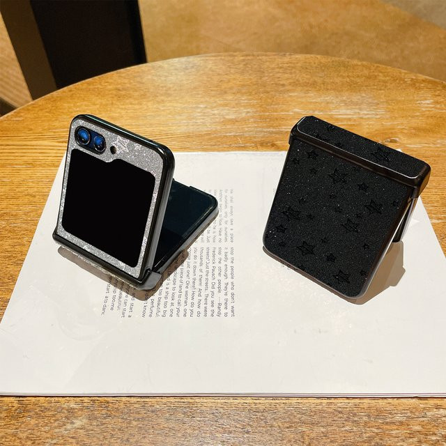 INS Glitzer-Stern-Handyhülle für Samsung Galaxy Z Flip 8 7 7 FE 6 5 4 3 5G mit matter Rückseite in Gold - Bild 1