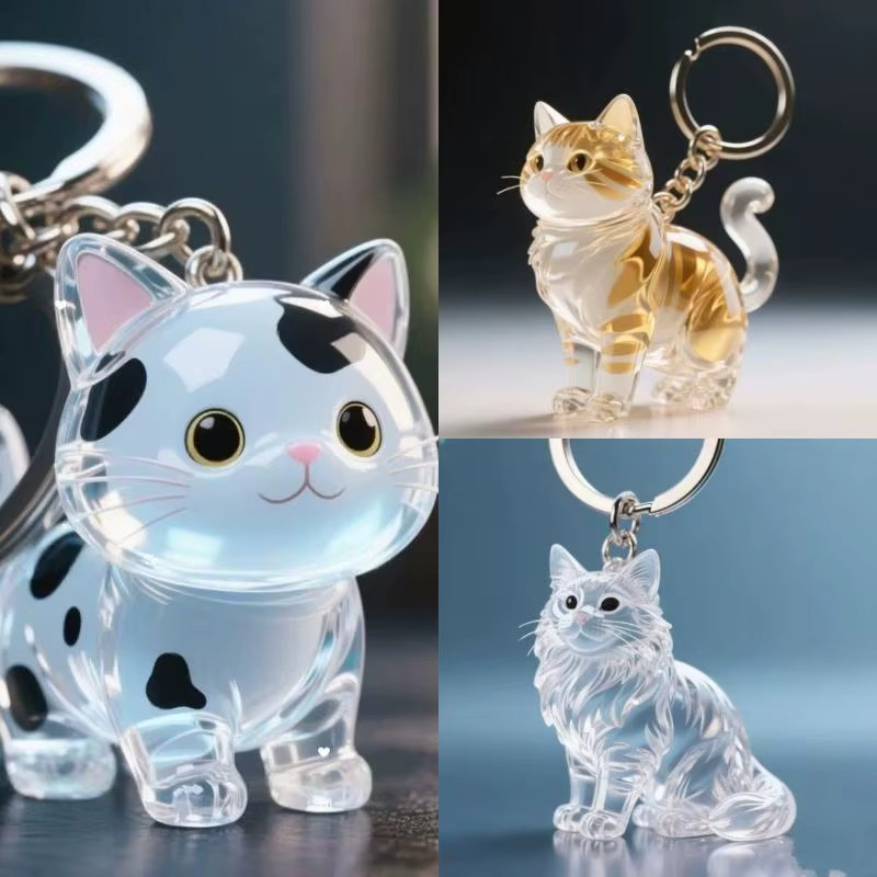 Velishy Schlüsselanhänger, transparente Katze, Anhänger - Bild 3
