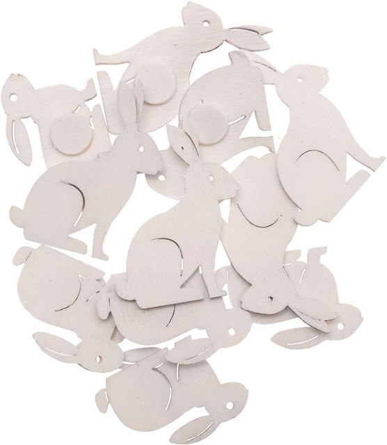 Rico Design Holzsticker Hase klein in Weiß, 12 Stück für den Frühling - Bild 1