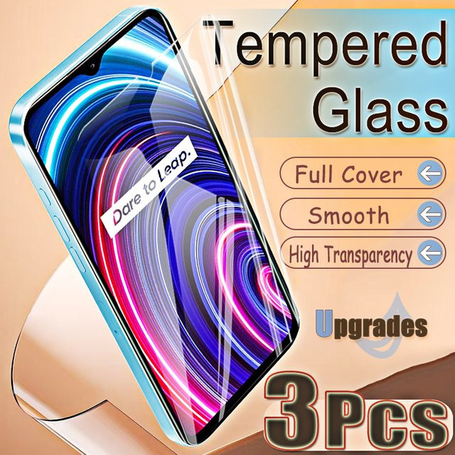 3er-Set gehärtetes Glas als Displayschutz für Realme C25y, transparent, Full Coverage mit Fingerabdruck-Entsperrung und Explosionsschutz - Bild 1