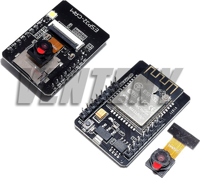 VENTENY ESP32-CAM Entwicklungsboard mit OV2640 Kamera, WiFi und Bluetooth in Schwarz - Bild 1