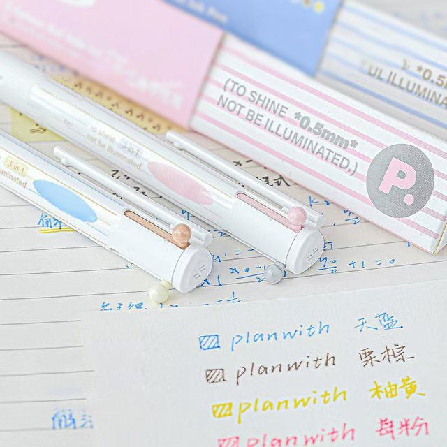 Tri Color Pen Modul Stift für Schüler mit blauem Kugelschreiber, glatt schreibend und schnell trocknend - Bild 1