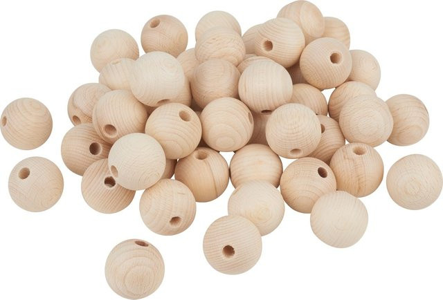 VBS Holzkugeln aus Buchenholz durchgebohrt, Farbe: Beige, Durchmesser: 3,5 cm, 50 Stück - Bild 1
