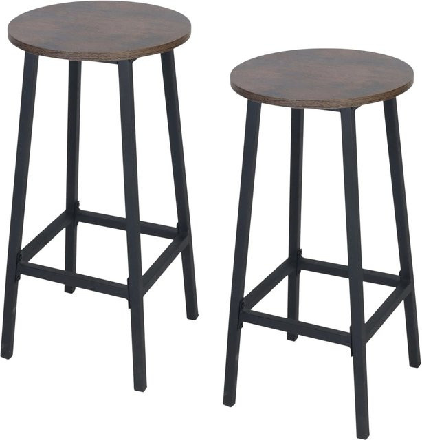 Relaxdays Barhocker 2er Set aus MDF und Eisen in Braun und Schwarz mit Fußablage, Höhe: 65 cm, Breite: 32 cm - Bild 1