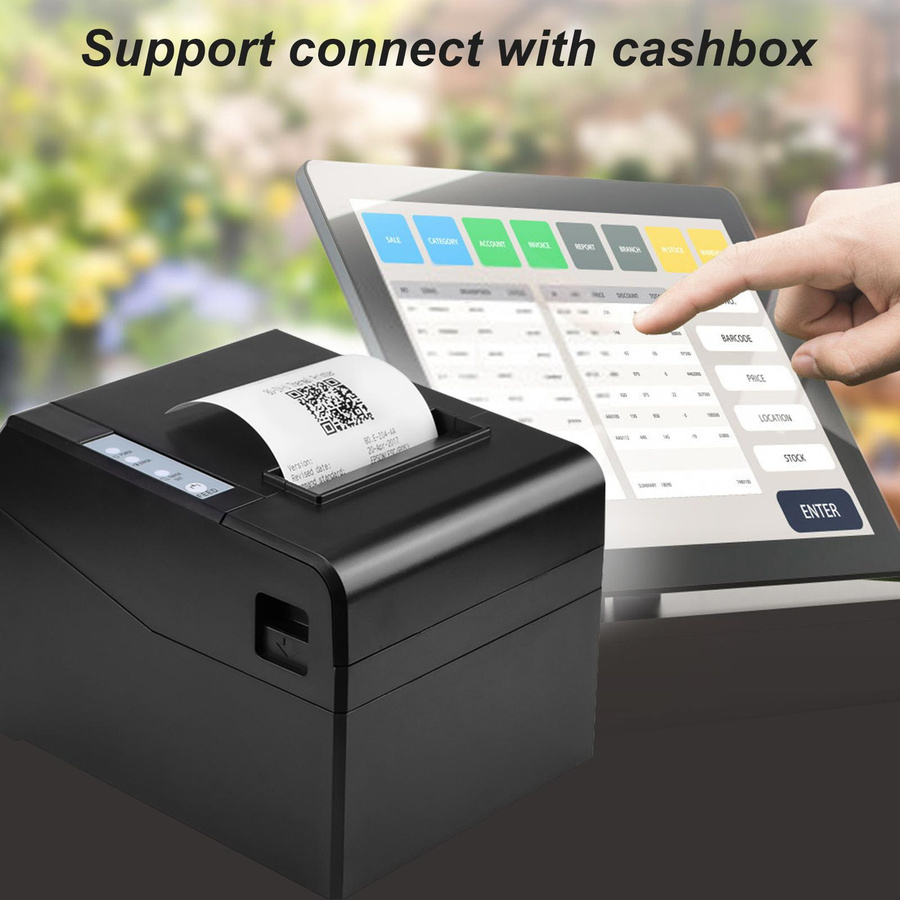 Aimo Thermo-Belegdrucker US-1 in Schwarz mit USB- und LAN-Anschluss, 80 mm Thermodirektdruck mit 300 mm/s Druckgeschwindigkeit - Bild 2