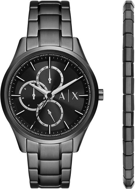 Armani Exchange Chronograph Armband Set, Edelstahl, Quarz, Herren, Schwarz - Bild 1