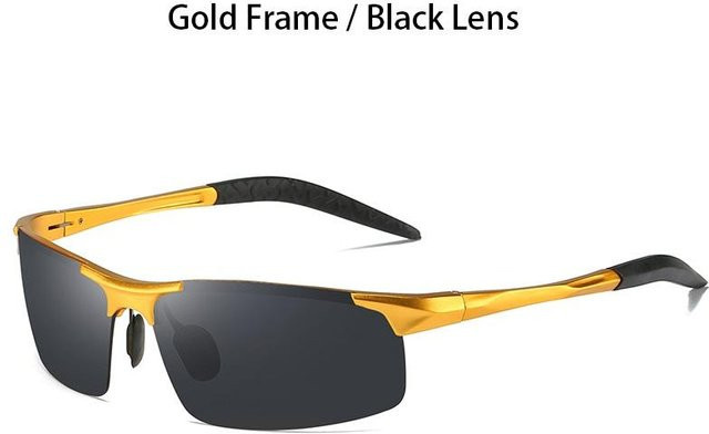 AORON Sonnenbrille, Herren, Halbrand, rechteckig, Aluminium, gold/schwarz, polarisiert - Bild 1