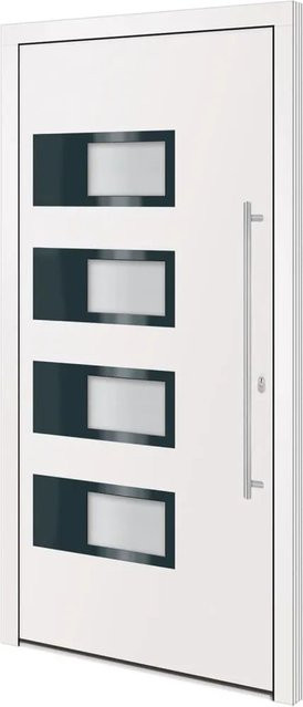 vidaXL Haustür Modern in Weiß aus Aluminium und Kunststoff, B: 100 cm, H: 200 cm - Bild 1