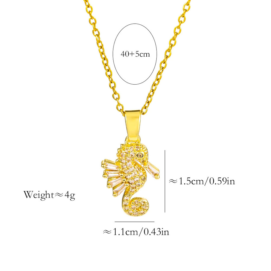 Marisa Halskette Seepferdchen Anhänger, 18K Gold überzogen, Edelstahl, Zirkonia, Kristall, Damen - Bild 2