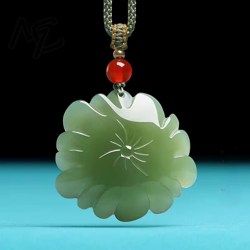 Anhänger Lotus Blume, Jadeit Grün, Unisex - Bild 3