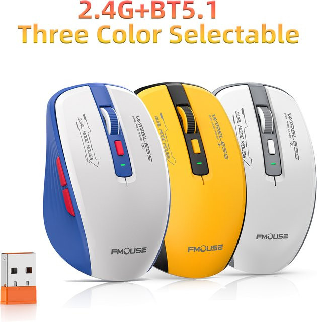 HXSJ Dual-Mode Funkmaus mit Bluetooth 5.1 und 2,4G USB, geräuschlos und einstellbar mit 2400 DPI für Computer, Laptop und Tablet - Bild 1