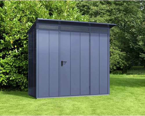 Ecostar Gerätehaus Elegant-P aus Metall in Blau, B/H/T: 238 x 228,6 x 107,8 cm - Bild 1