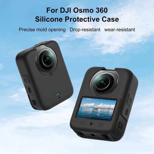 PULUZ Silikon-Körperschutzhülle in Schwarz für DJI Osmo 360 mit kratzfester Objektivabdeckung - Bild 1