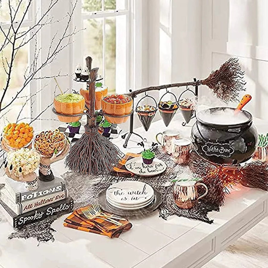 Halloween Kürbis Snack Teller in Orange als Hexenschüssel für Party Buffet und Dessert Display - Bild 3