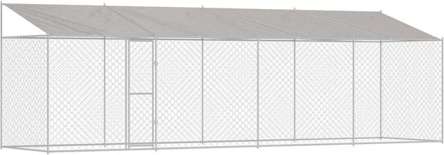 vidaXL Hundekäfig mit Dach in Silber aus Stahl und PE, wetterfest, B/T/H: 800 x 200 x 256 cm - Bild 1