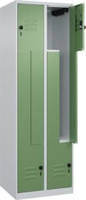 C+P Z-Spind Classic PLUS Spind mit 4 Fächern und Sicherheits-Drehriegel, Farbe Grau/Grün, H x B x T: 185 x 60 x 50 cm - Bild 1