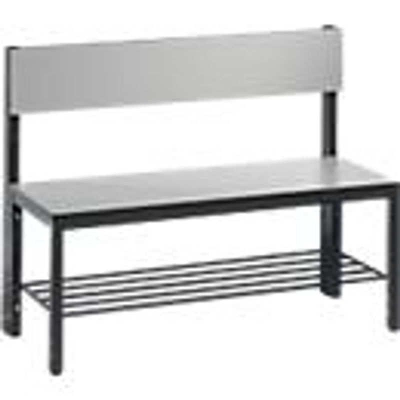 C+P Sitzbank Basic Plus mit Rückenlehne und Schuhrost, Gestell Schwarzgrau, Dekor Silbergrau, H x B x T: 79,6 x 100 x 40,7 cm - Bild 2