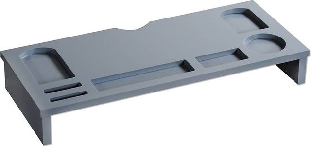 Kesper Monitorständer aus Bambus in Grau mit mehreren Fächern, B/H/T: 30 x 8,3 x 60 cm - Bild 1