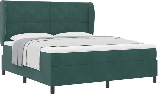 vidaXL Boxspringbett mit Matratze in Dunkelgrün, B/T/H: 180 x 200 x 280 cm, mit Taschenfederkern und Samtbezug - Bild 1