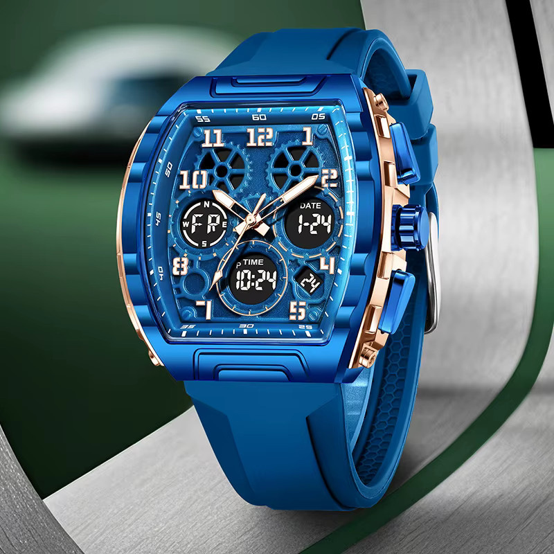 FOXBOX Chronograph, Digitaluhr, Silikon, Schwarz, Herren - Bild 4
