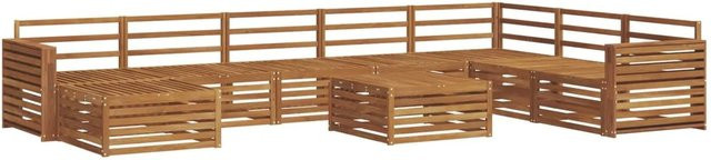 vidaXL Sofagarnitur aus Akazie Massivholz in Braun, 9-teiliges Gartenmöbel-Set in U-Form mit Tisch und Polstern - Bild 1