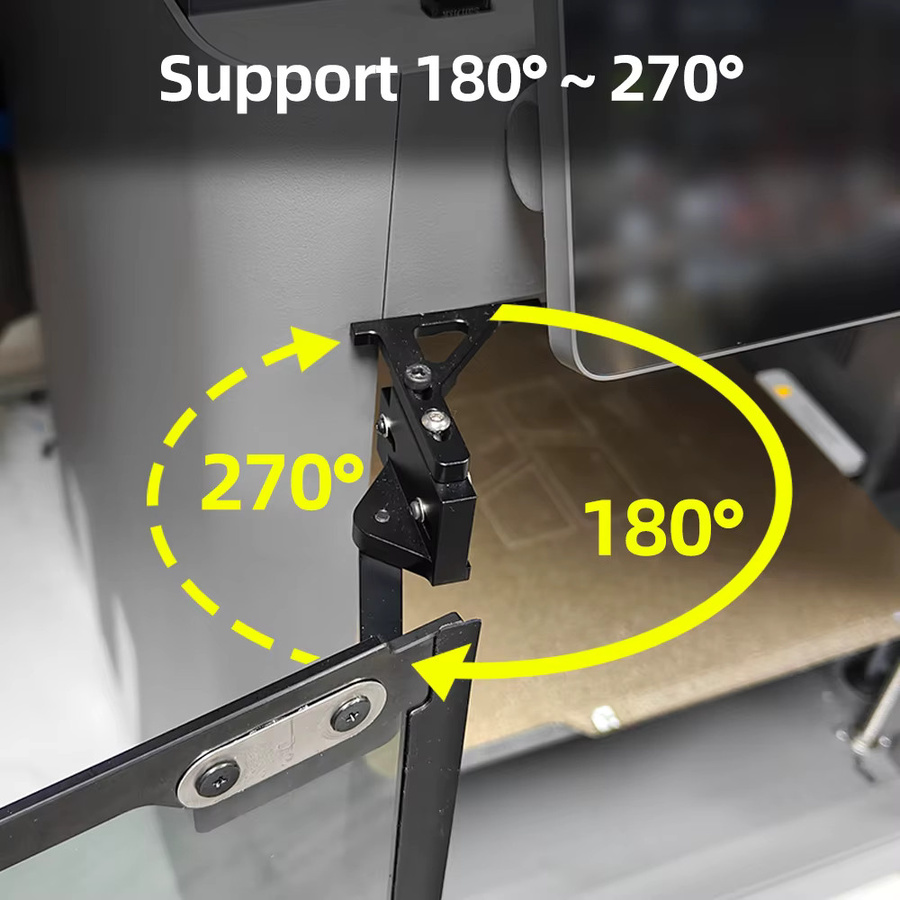 Bambulab CNC Metall-Türscharnier Kit für P2S, X1 und P Serie sowie U1 in Schwarz mit 180/270 Grad Öffnungswinkel - Bild 3