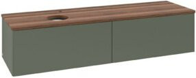 V&B Waschtischunterschrank Antao ohne Frontstruktur, Wandhängend, Farbe: Grau-Grün lackiert, B: 160 cm, T: 50 cm - Bild 1