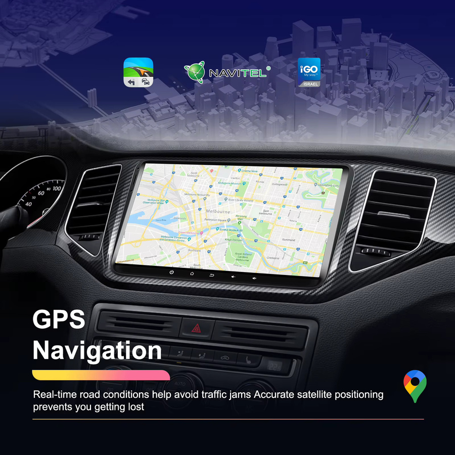 Podofo 9 Zoll Android Auto Radio mit Carplay, GPS, WiFi und Bluetooth in Schwarz für VW Passat Golf Touran Käfer - Bild 3