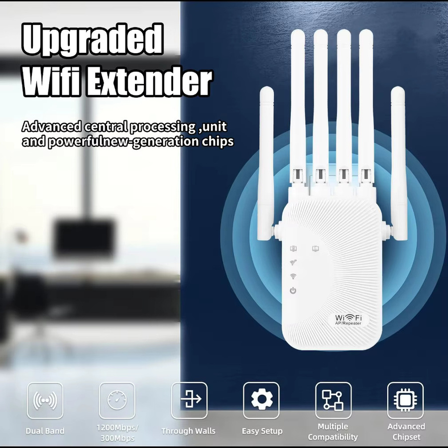 XIKCU Dual-Band Wi-Fi Repeater 1200Mbps WLAN Verstärker in Weiß - Bild 2