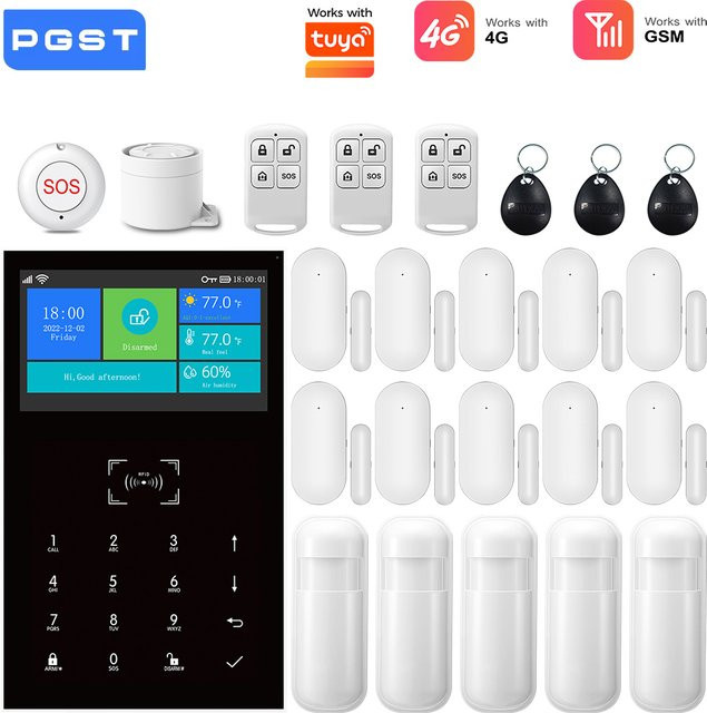 PGST 4G GSM WLAN Alarmsystem mit Tuya Smart Home Security Kit und drahtlosem Türsensor kompatibel mit Alexa - Bild 1