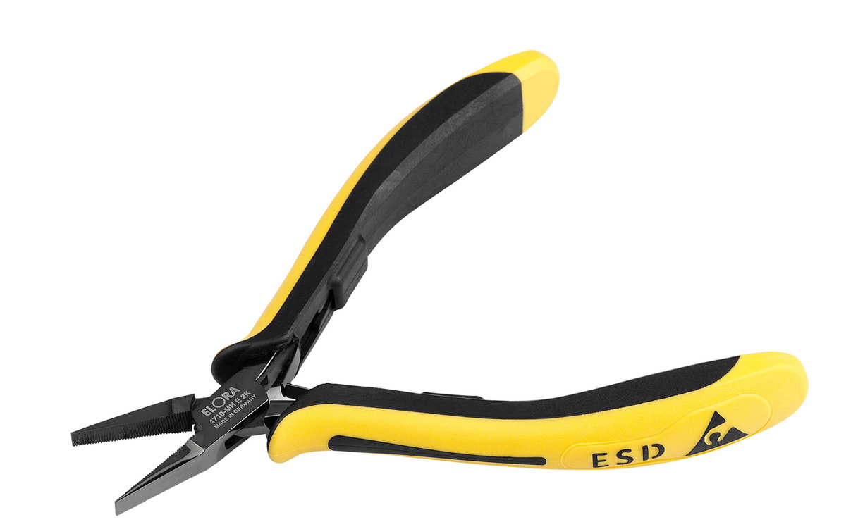 Elora ESD Flachzange mit glatter Greiffläche ELORA-4710-OH E 2K in Gelb - Bild 1