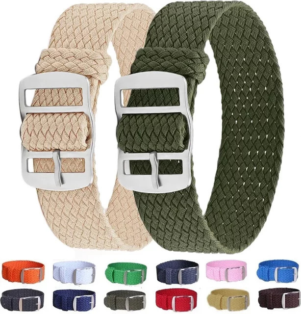 qinband Uhrenarmband Perlon, Nylon, Schwarz, Blau, Herren - Bild 1