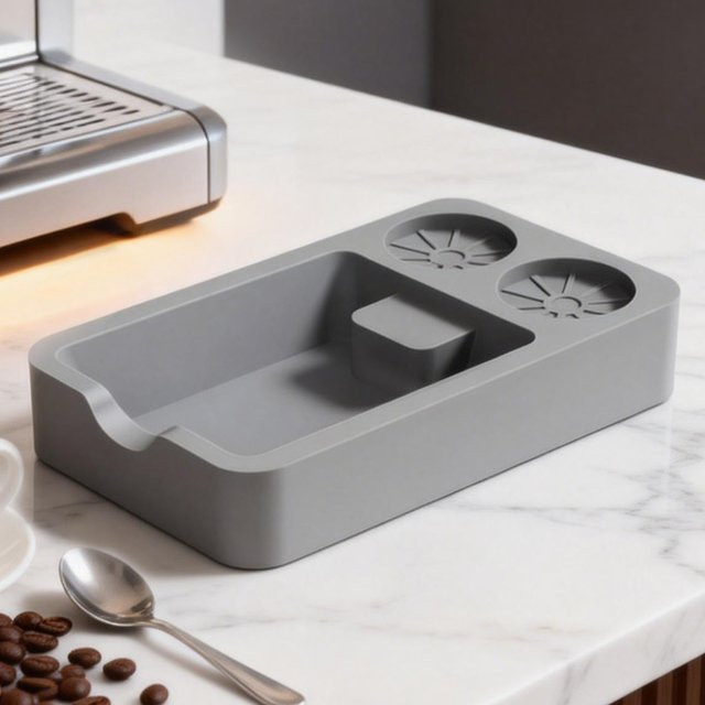 Leeseph 2-in-1 Espresso-Tampingstation und Kaffee-Organizer in Grau mit Klopfbehälter und Silikon-Einsatz für 51 mm, 54 mm und 58 mm Tamper - Bild 1