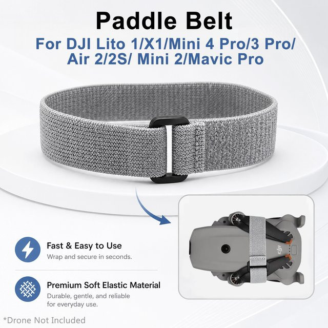 DJI Propeller-Paddelgurt in Grau für Lito, Mini 5 4 3 Pro, Air 2/2S und Mavic Pro als elastischer Paddelhalter zur Befestigung der Flügelblätter - Bild 1