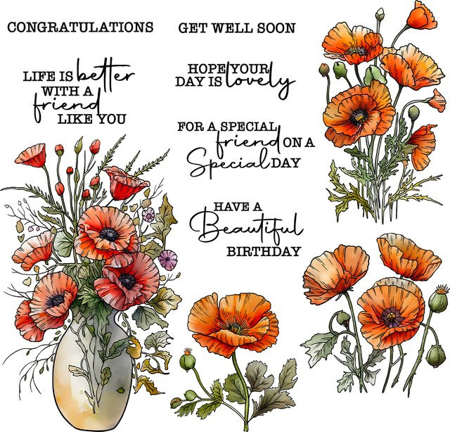 Mangocraft DIY Scrapbooking Set mit Metall- und Silikonstanzen für Blumenvasen-Motive in Transparent und Multicolour - Bild 1