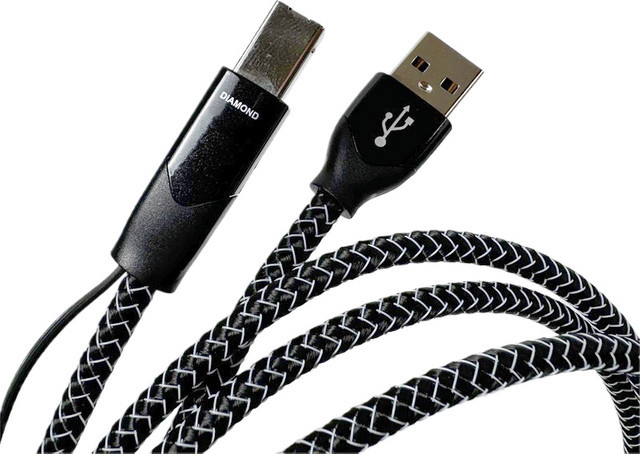 HighBass HiFi Audio Diamond USB-Kabel A zu B USB 2.0 Audiokabel in Silber und Schwarz - Bild 1