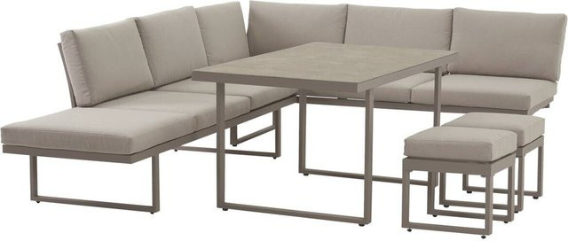 Gartensitzgruppe POCOline Tulum in Grau und Beige aus Aluminium mit Glas - Bild 1