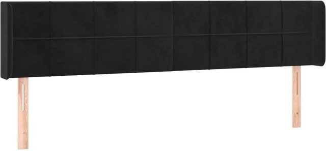 vidaXL LED Kopfteil aus Samt in Schwarz mit USB-Ladeport und integrierter Beleuchtung, B: 203 cm, T: 16 cm, H: 78-88 cm - Bild 1