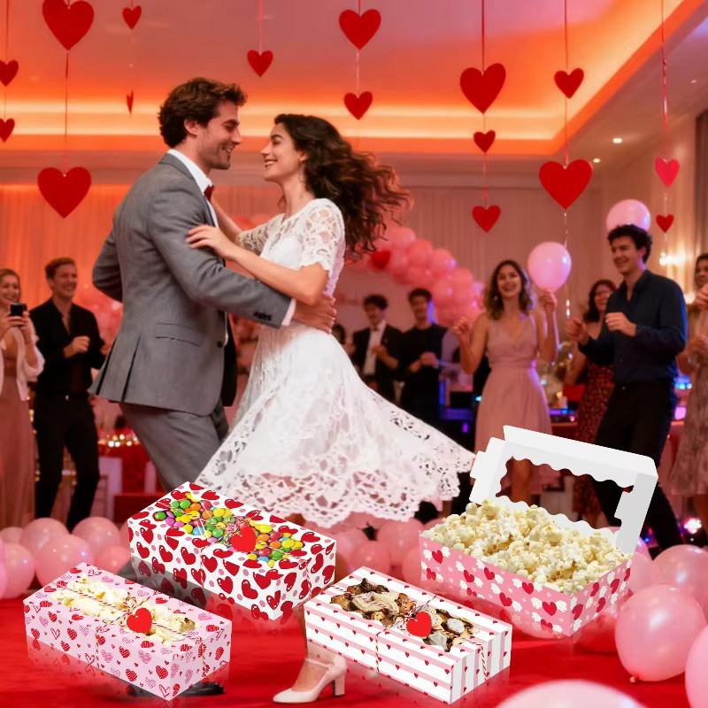 12 Stück dekorative Geschenkboxen mit transparentem Fenster aus Papier für Valentinstag, Hochzeiten und Partys - Bild 2