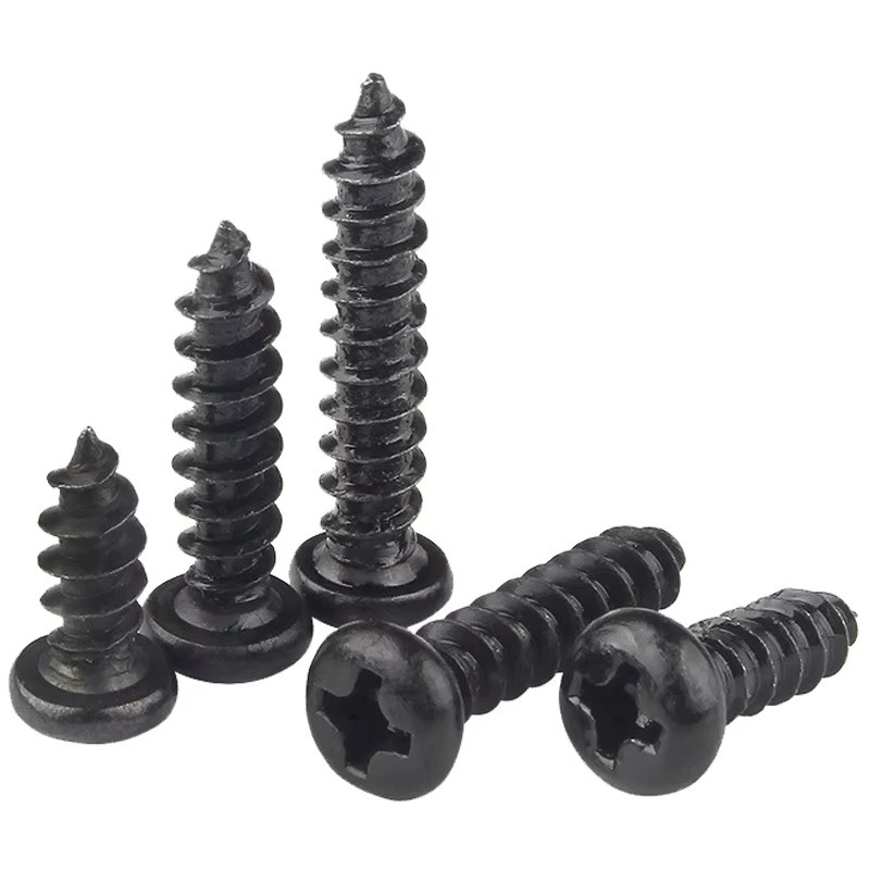 XMSJ Selbstschneidende Phillips Schrauben mit Rundkopf aus Stahl in Schwarz, 100er Set - Bild 3