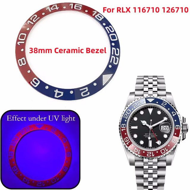 MUZIJING Uhrenlünette Keramik, Blau-Rot, 38mm - Bild 1