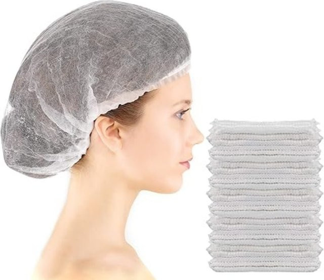 100 Stück Einweg Bouffant Caps von INMAICH in Schwarz aus Vliesstoff als dehnbare Haarhauben für Küche und Bad - Bild 1