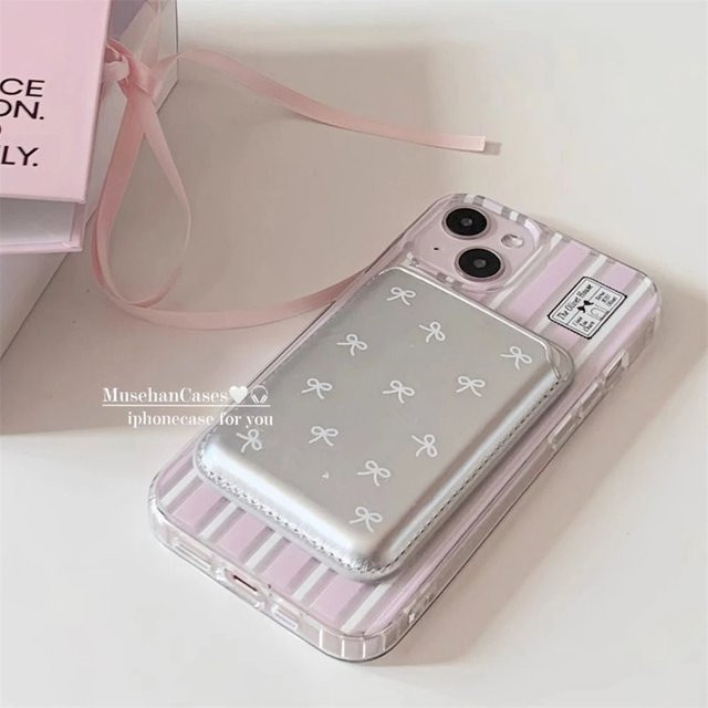 TRISJEM MagSafe Magnetische Kartenbrieftasche mit Schleife im Koreanischen Design für iPhone 14-17 - Bild 1