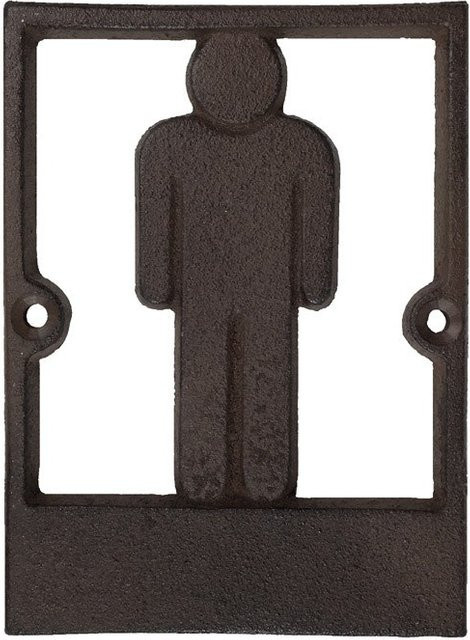 Türschild Herren WC aus Gusseisen im Nostalgie Antik-Stil, Braun - Bild 1