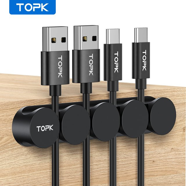 TOPK Kabel-Organizer-Clips in Schwarz, 20 Stück selbstklebende Kabelhalter für Kabel, Netzkabel und Drähte im Büro, Auto oder Zuhause - Bild 1
