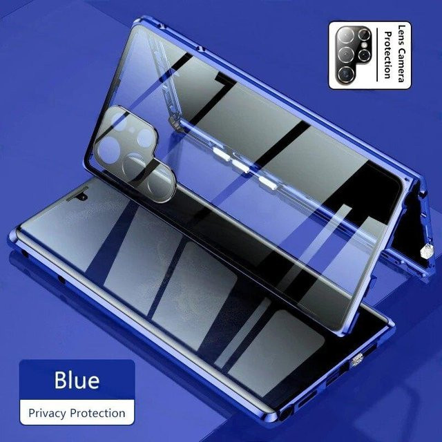Magnetische 360° Anti-Spionage-Schutzhülle für Xiaomi Redmi Note 14 Pro, Redmi Note 13 Pro und Redmi Note 13 Pro+ 5G mit Kameraobjektivschutz in Blau - Bild 1